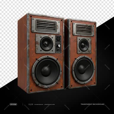 Vintage Wooden Speaker Pair With Red Trim Red Speakers PNG Transparent