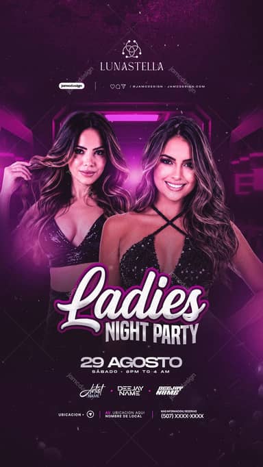 Ladies Night Story Magenta Model Portraits Event Flyer PSD