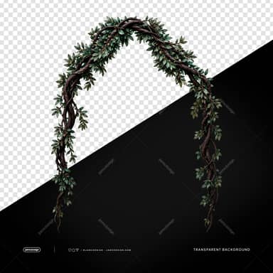 Arco Decorativo de Videira com Folhas PNG Fundo Transparente