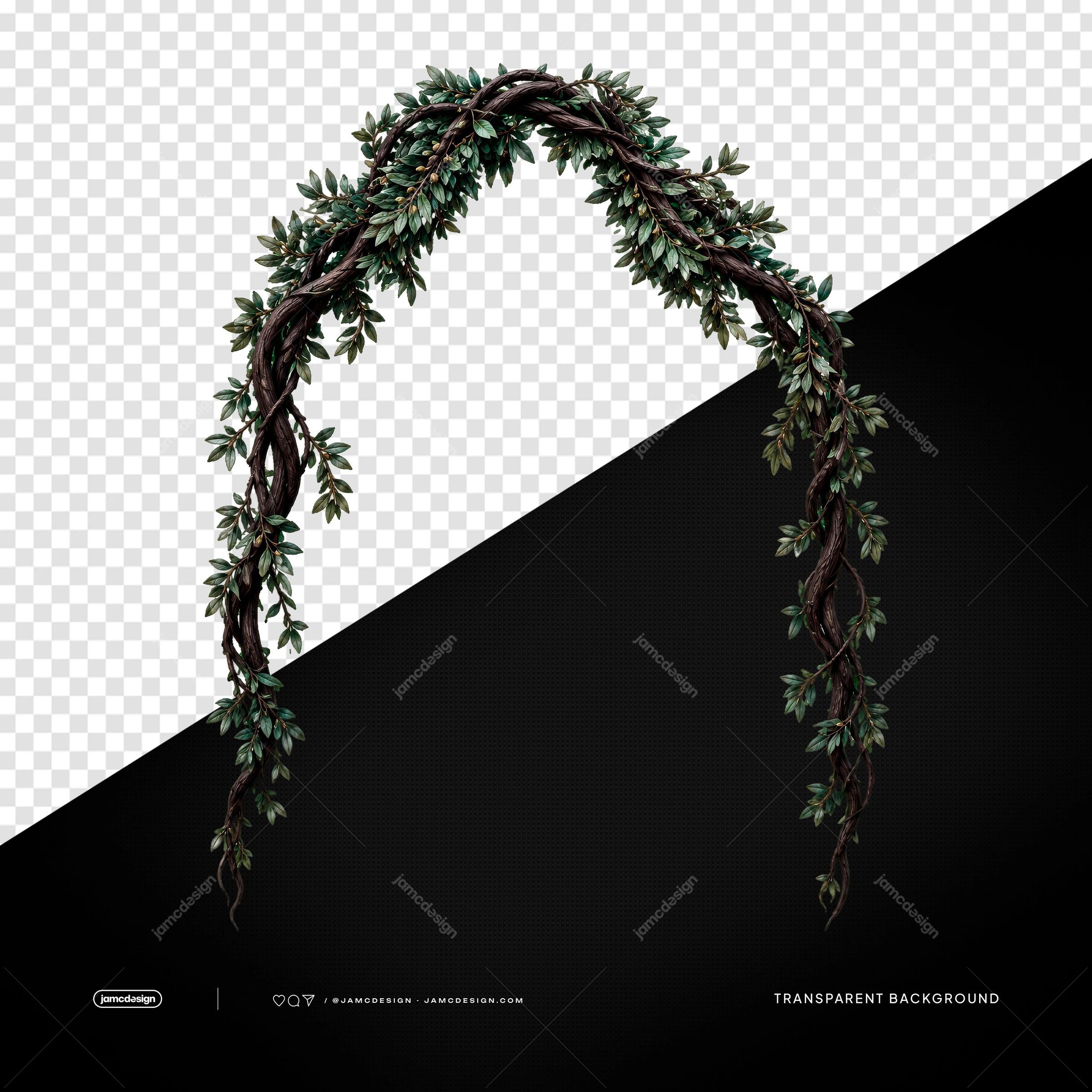 Decorative Vine Arch with Leaves PNG Transparent Background