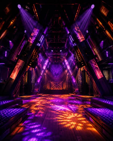 Neon Industrial Nightclub Stage Background