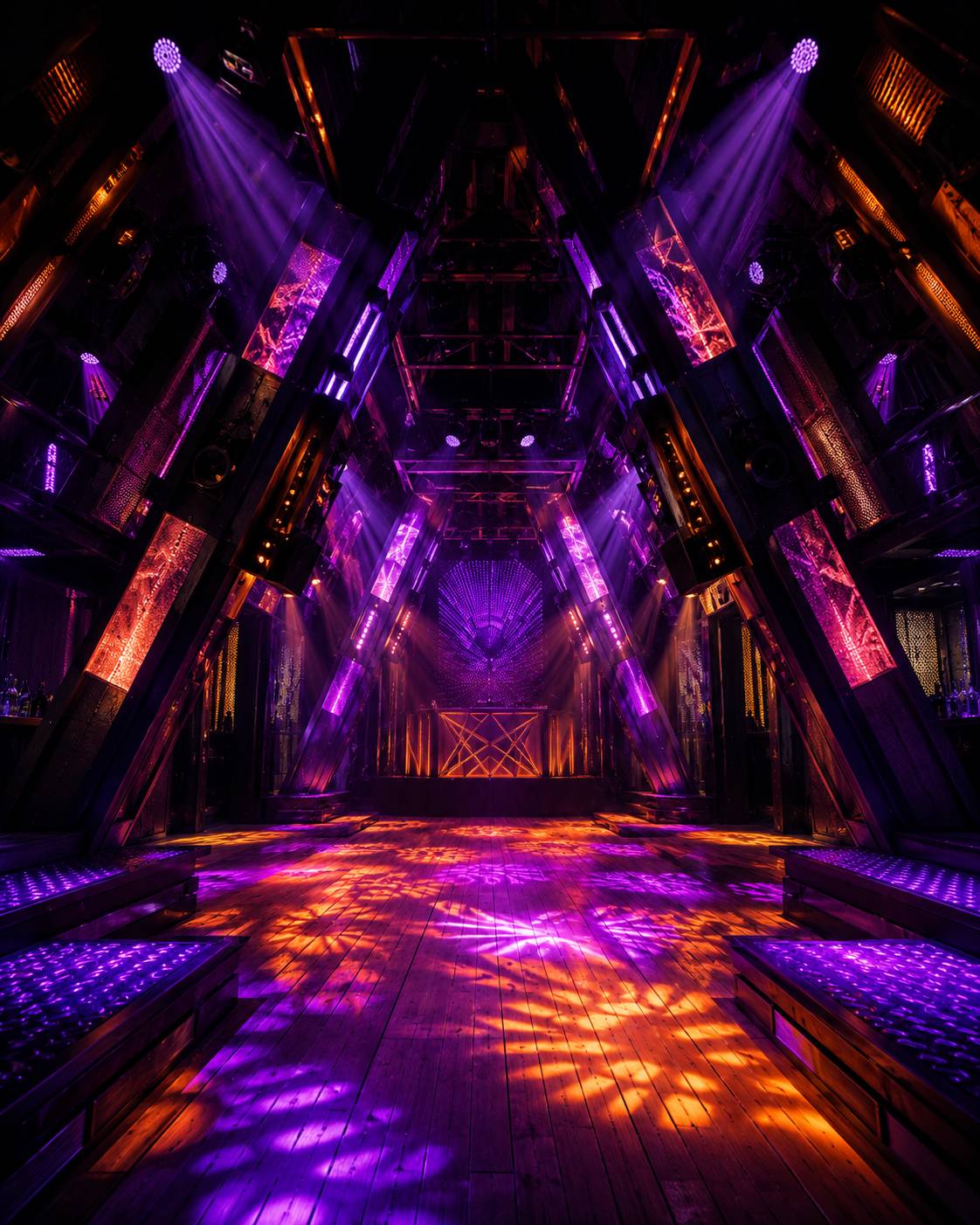 Neon Industrial Nightclub Stage Background