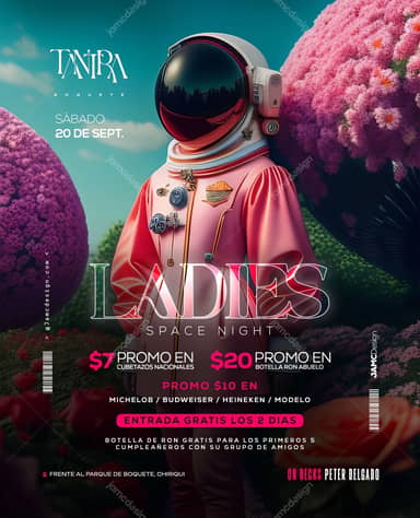 Ladies Space Night Modèle de Flyer PSD