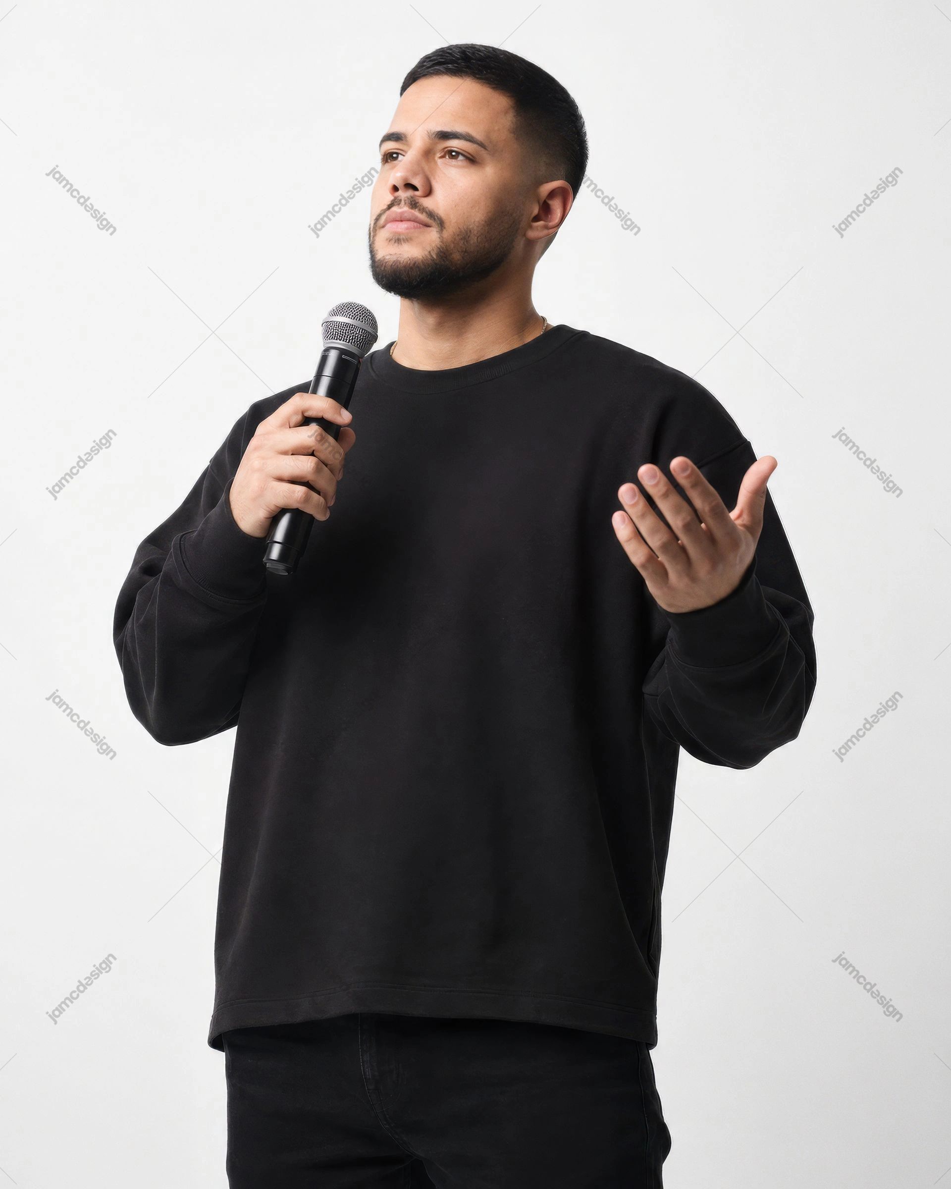 Christian Worship Leader with Microphone Photo