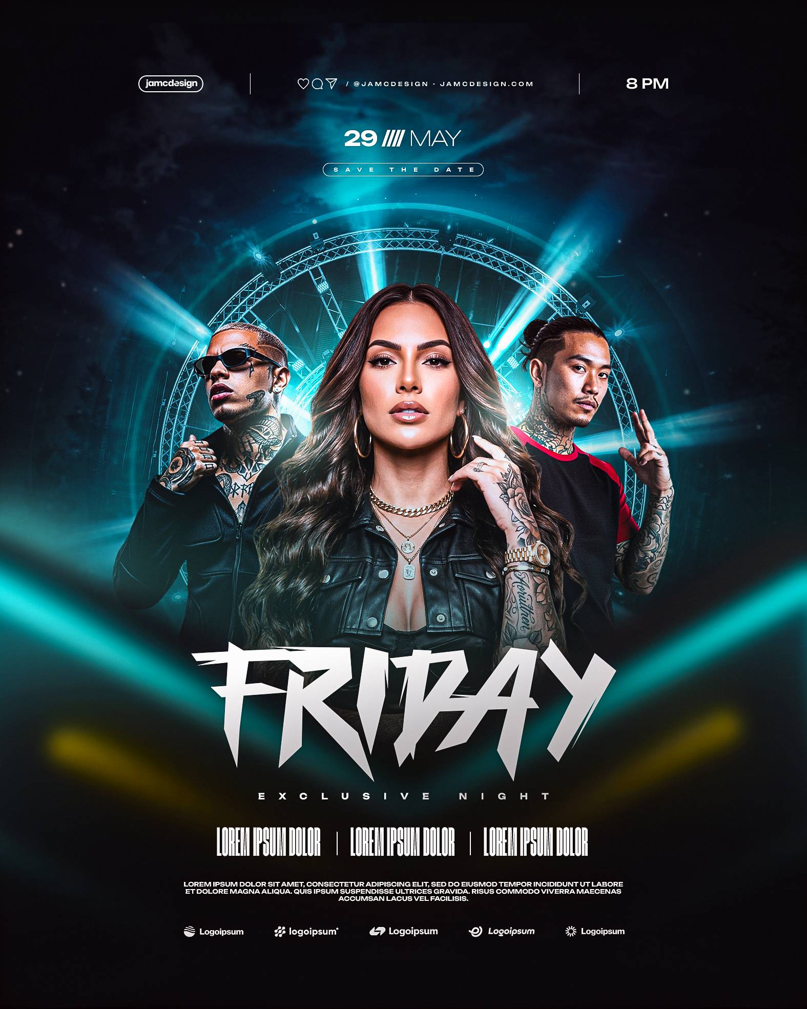 Friday Exclusive Night Flyer Template PSD Editable