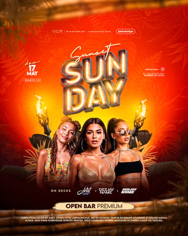 Sunset Sunday Flyer Template PSD Editable