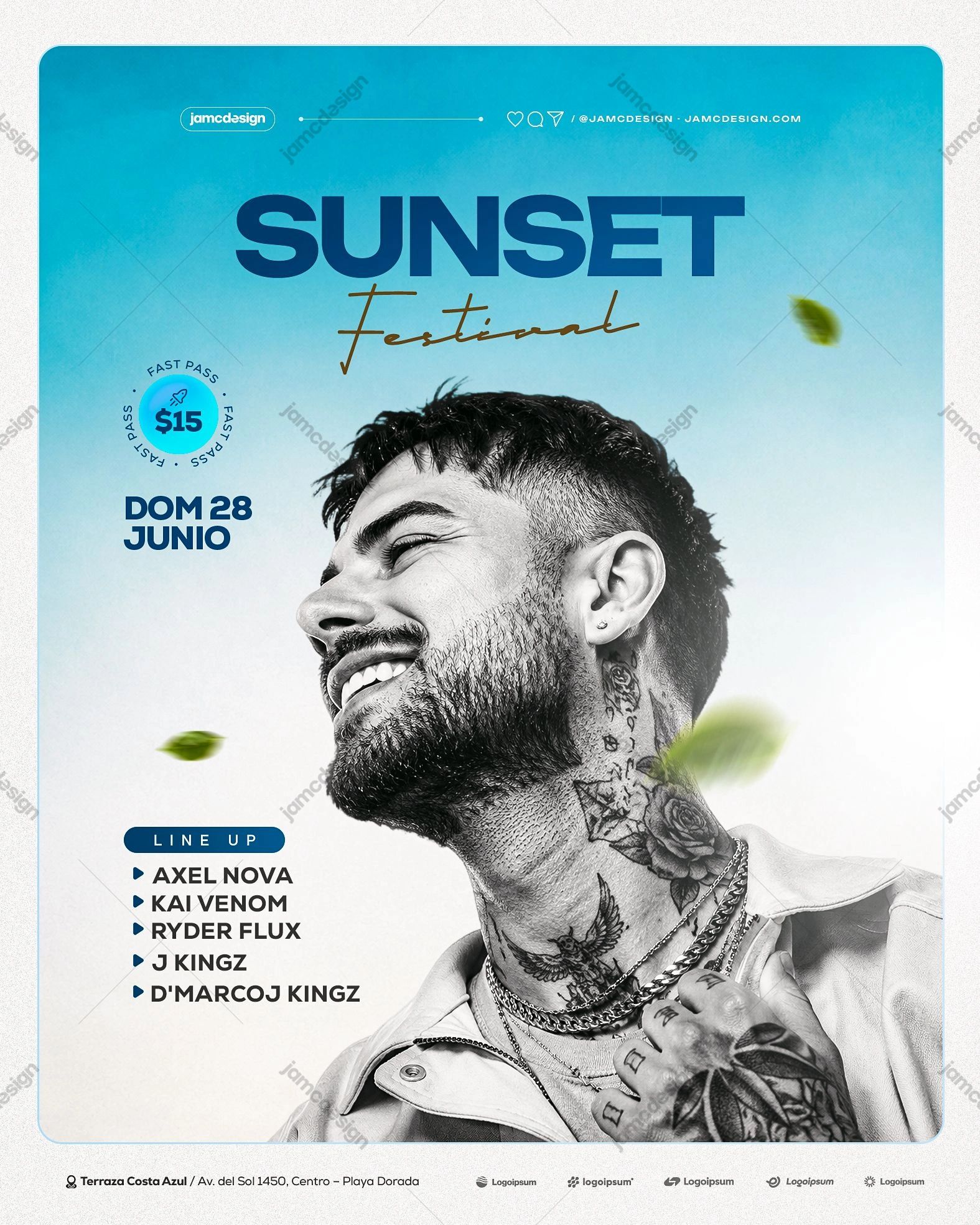 Sunset Festival Flyer Template PSD Editable