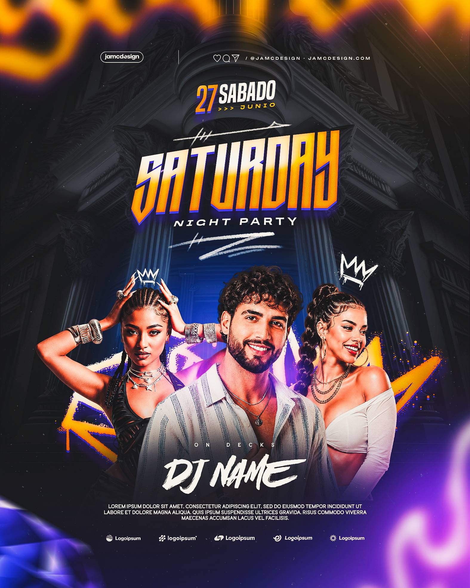 Saturday Night Party Flyer Template PSD Editable