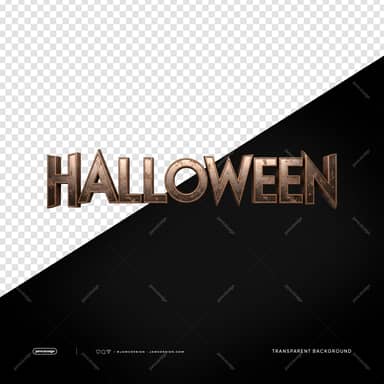 Halloween Metallic 3D Text PNG Transparent
