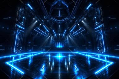 Blue Cyberpunk Neon Stage Background