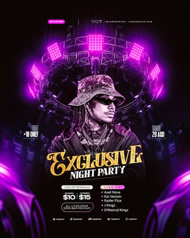 Exclusive Night Party Event Flyer Template PSD Editable