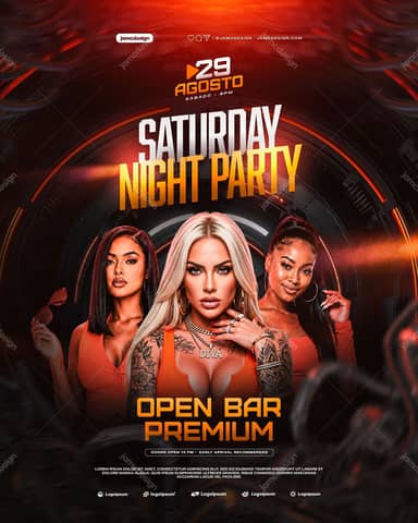Saturday Night Event Flyer Template PSD Editable
