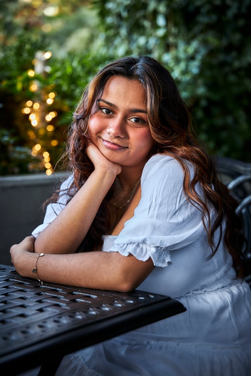 Warm-toned portrait bathed in glowing golden hour sunlight
