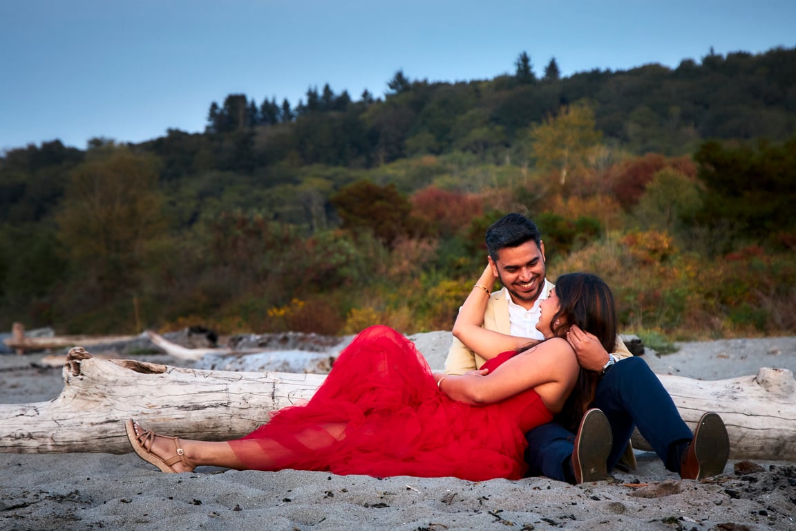 Peaceful moment shared between a couple in a nature setting