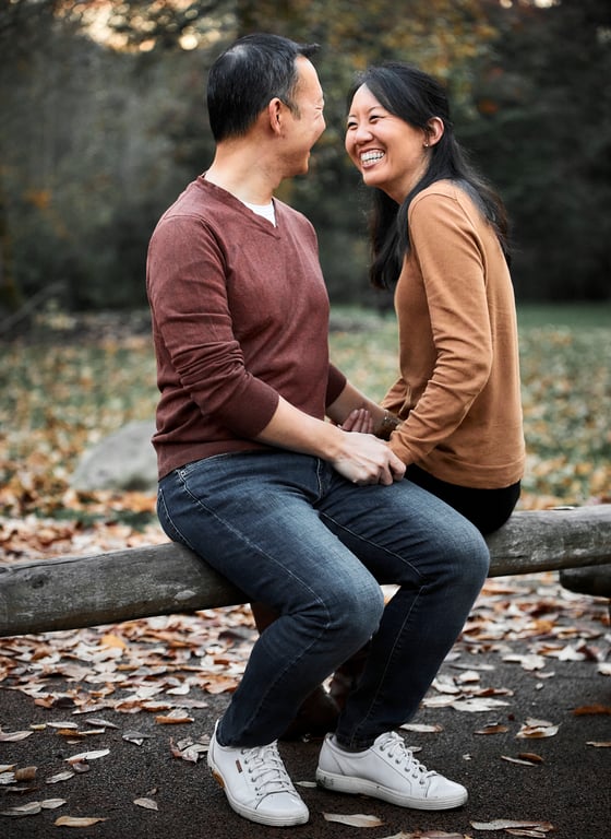 Heartfelt shared moment between a couple in a natural outdoor setting