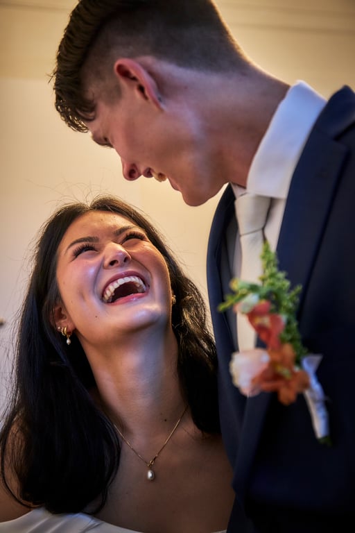 Bride and groom sharing an intimate moment during their wedding