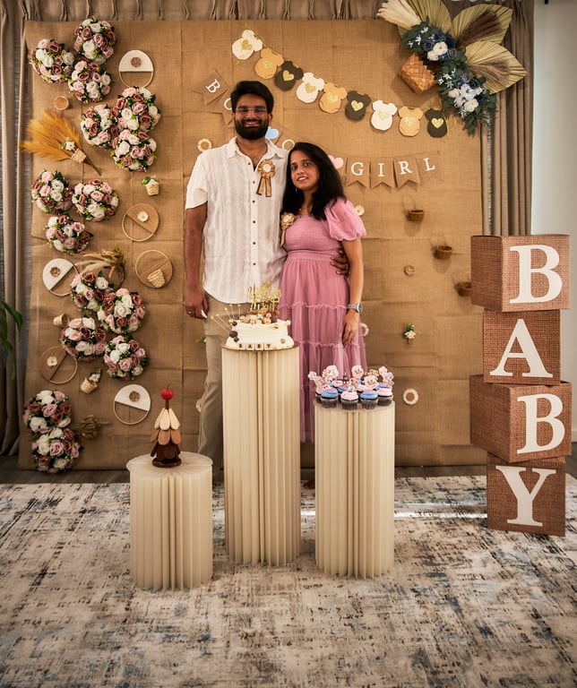 Guests gathered together at a warm baby shower celebration