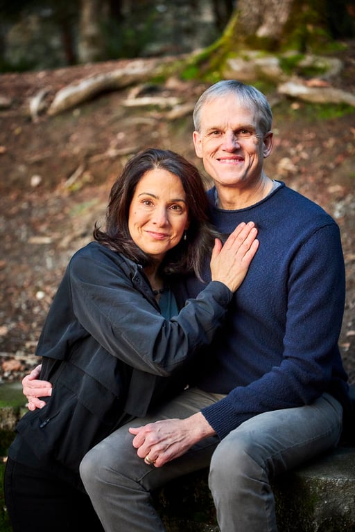 Intimate candid outdoor moment between a couple on their session