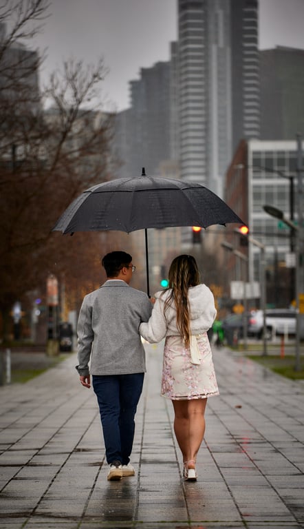 Couple walking together along a scenic Pacific Northwest trail
