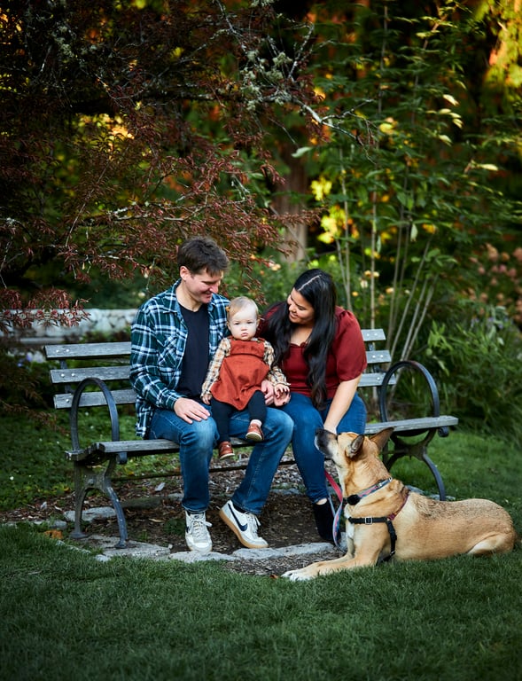 Parents and child sharing a tender quiet moment together
