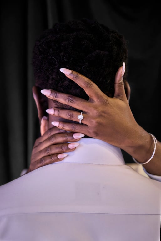 Newlyweds sharing a joyful moment during their wedding celebration