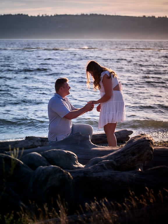 Outdoor proposal framed against a stunning scenic backdrop