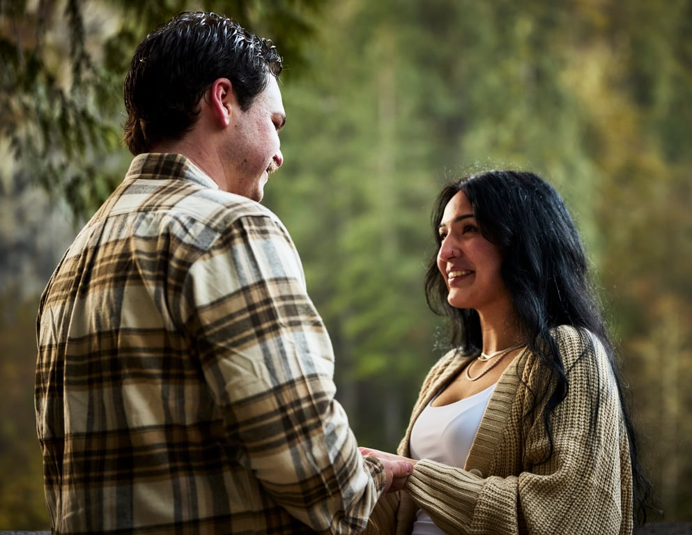 Couple walking together along a scenic natural pathway
