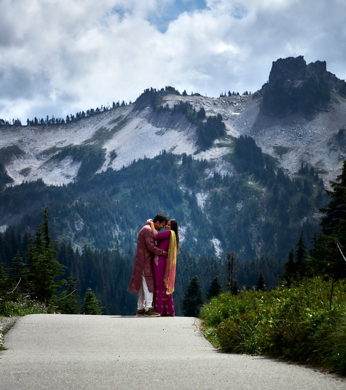 Lighthearted shared moment captured during a couples photo session