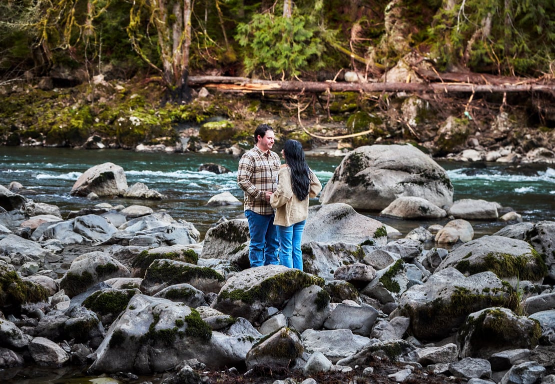 Peaceful outdoor moment shared between a couple in daylight