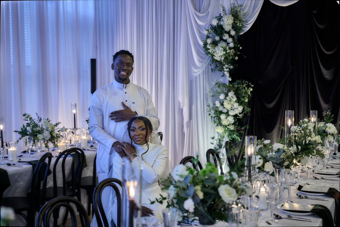 Tender wedding embrace at the end of the evening celebration