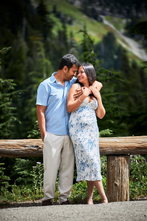Warm golden hour embrace during an outdoor couples photo session