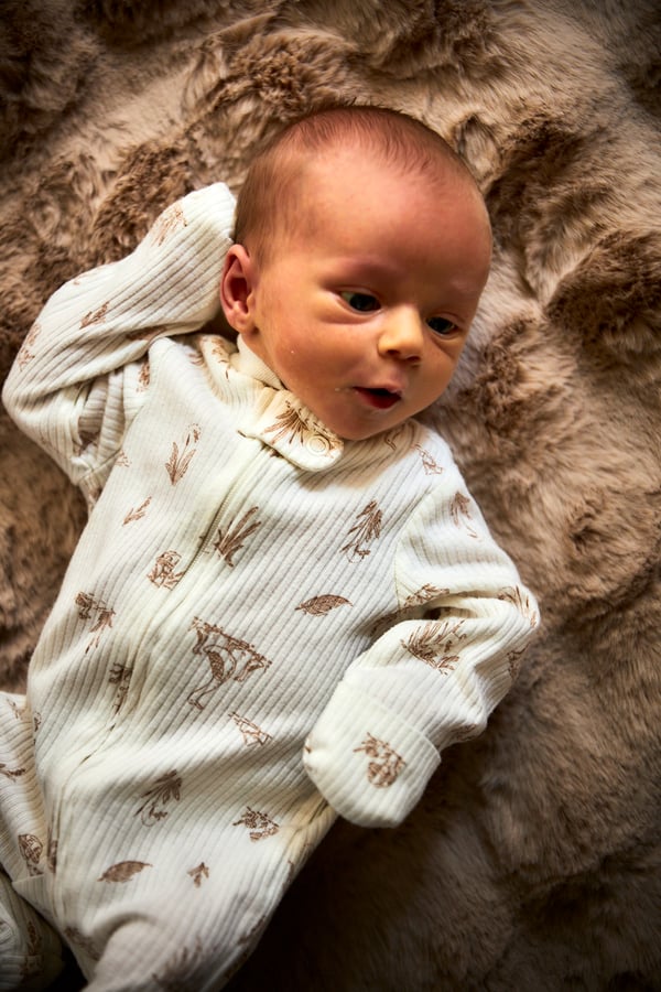 Young child exploring and playing in a bright natural setting