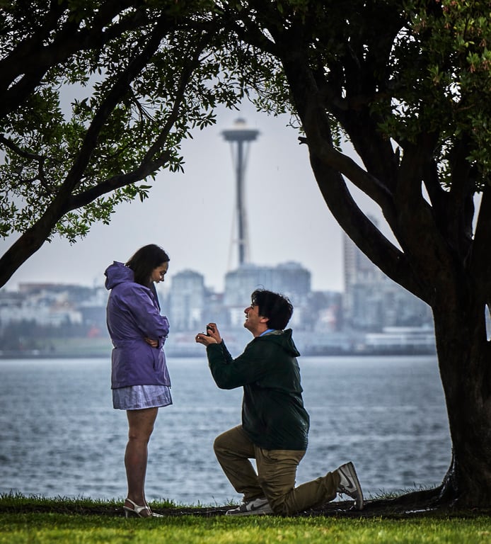 Beautifully planned engagement proposal captured in a candid reaction