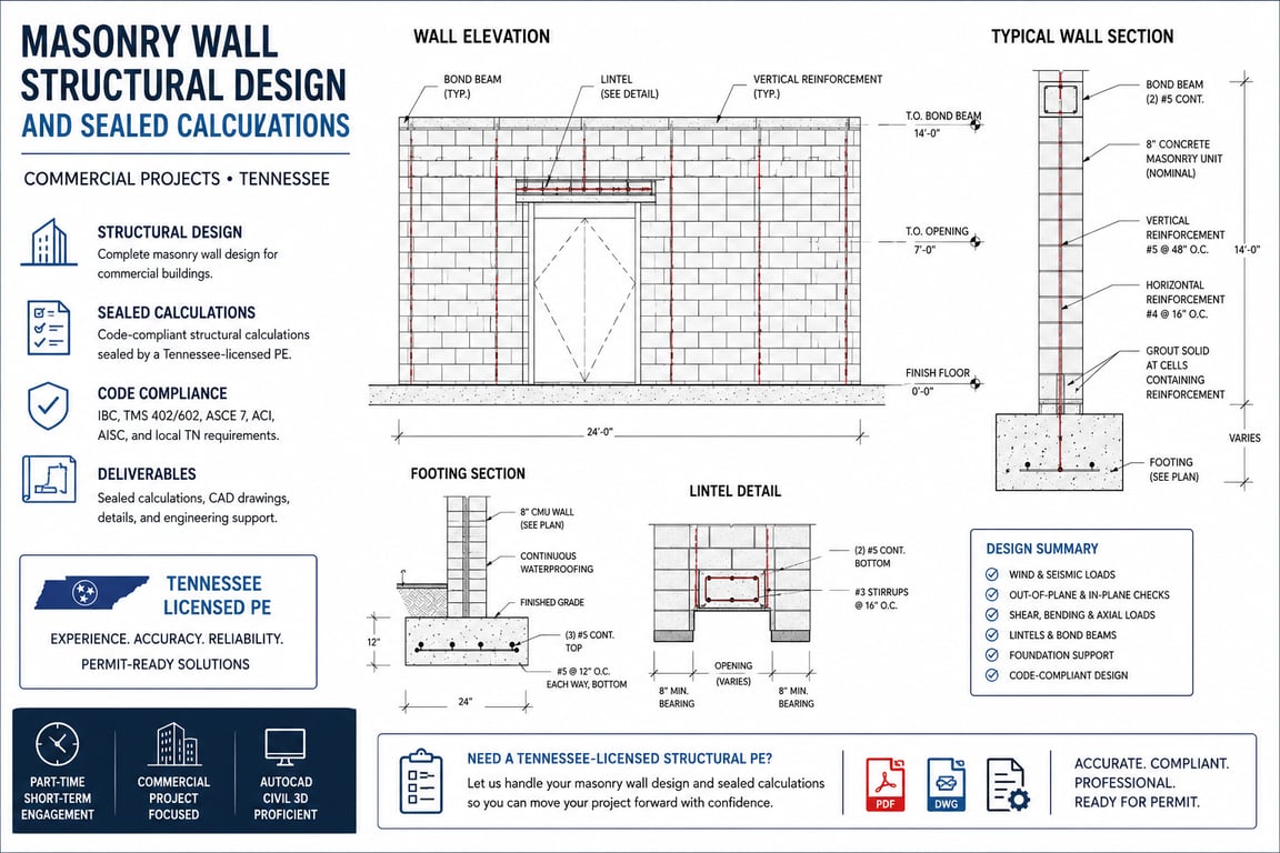 Masonry Wall Structural Design And Sealed Calculations