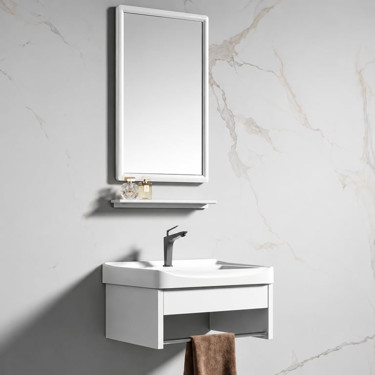 Modern Wall-Mounted Washbasin & Semi-Cabinet Vanity Set