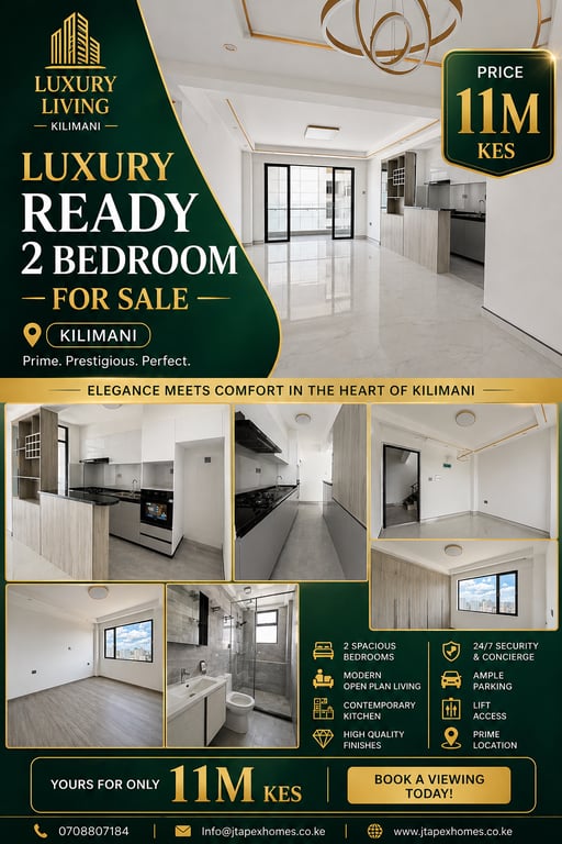 READY EXQUISITE TWO BEDROOM APARTMENT FOR SALE IN KILIMANI