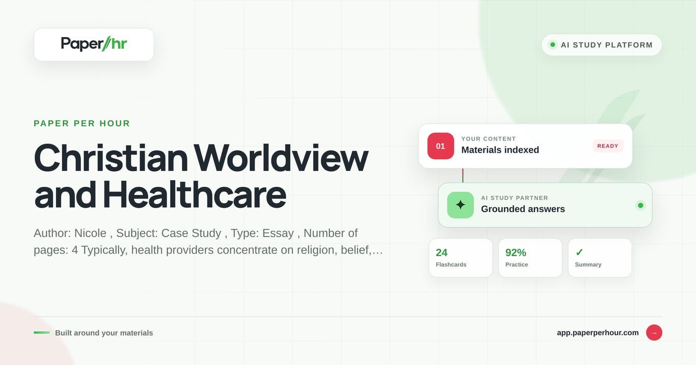 Christian Worldview and Healthcare