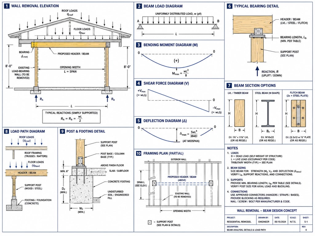 Beam Design And Structural Calculations For Wall Removal