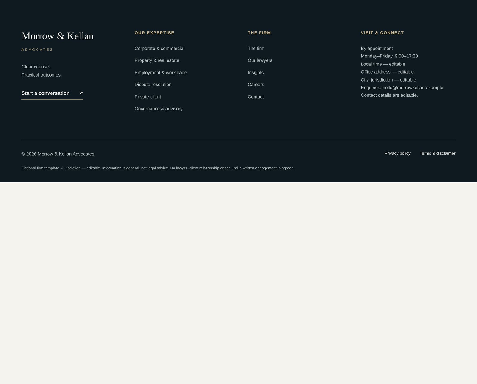 MK · SEO footer component