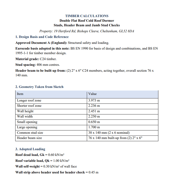 Structural Dormer Framing Calculations For Timber Studs And Headers