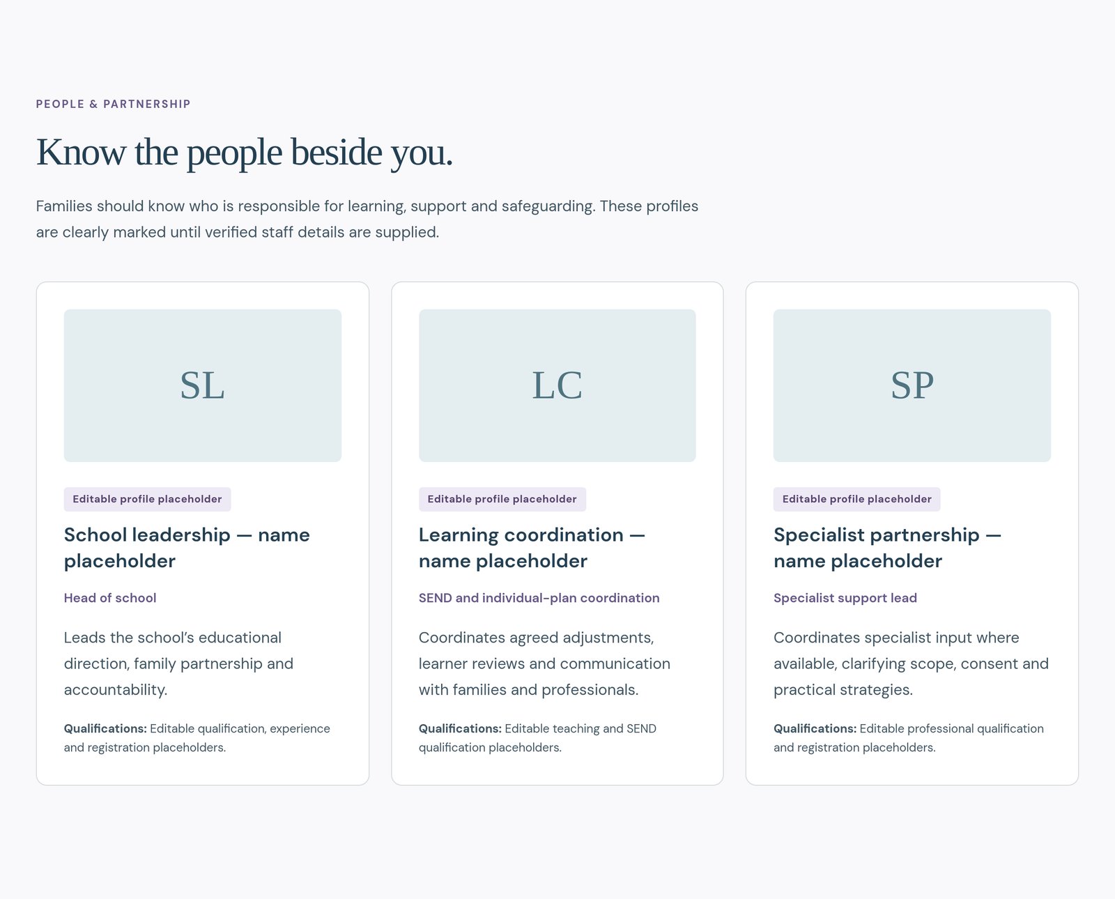 Reusable Team Profiles component