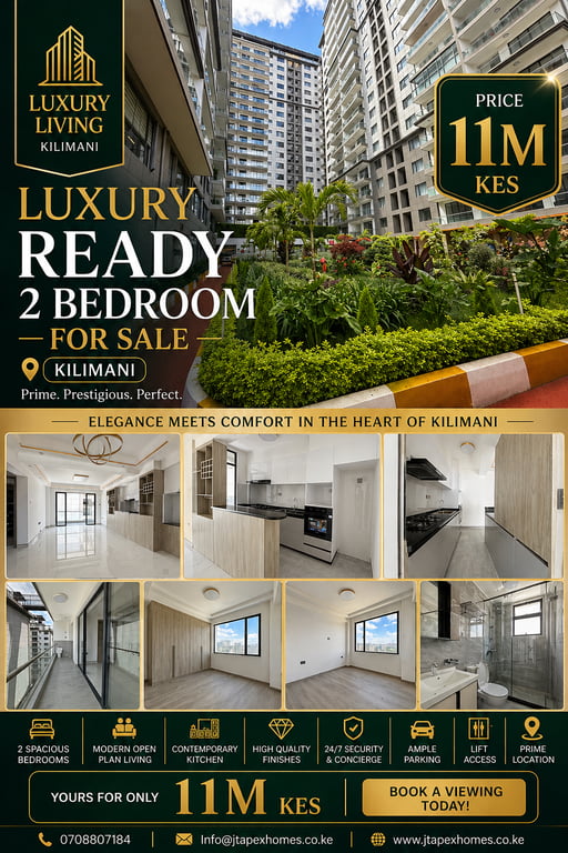 READY EXQUISITE TWO BEDROOM APARTMENT FOR SALE IN KILIMANI