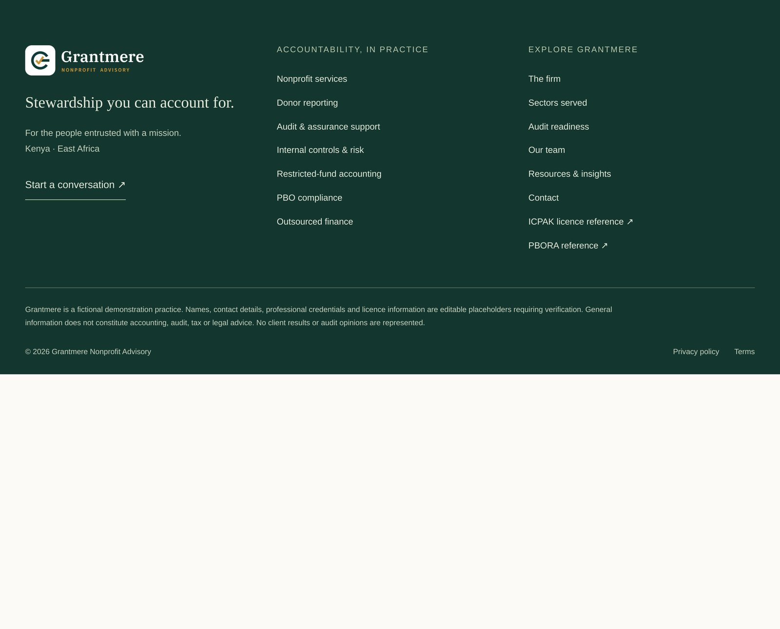 Grantmere | SEO Footer component