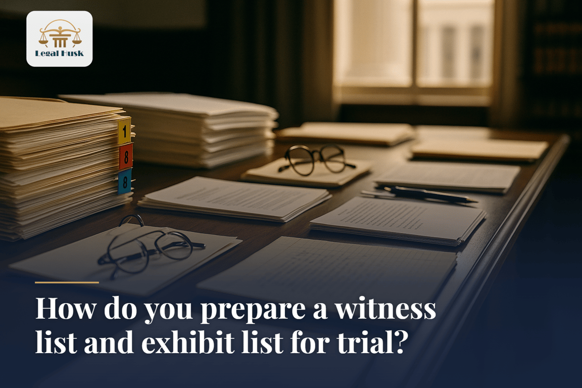How do you prepare a witness list and exhibit list for trial?