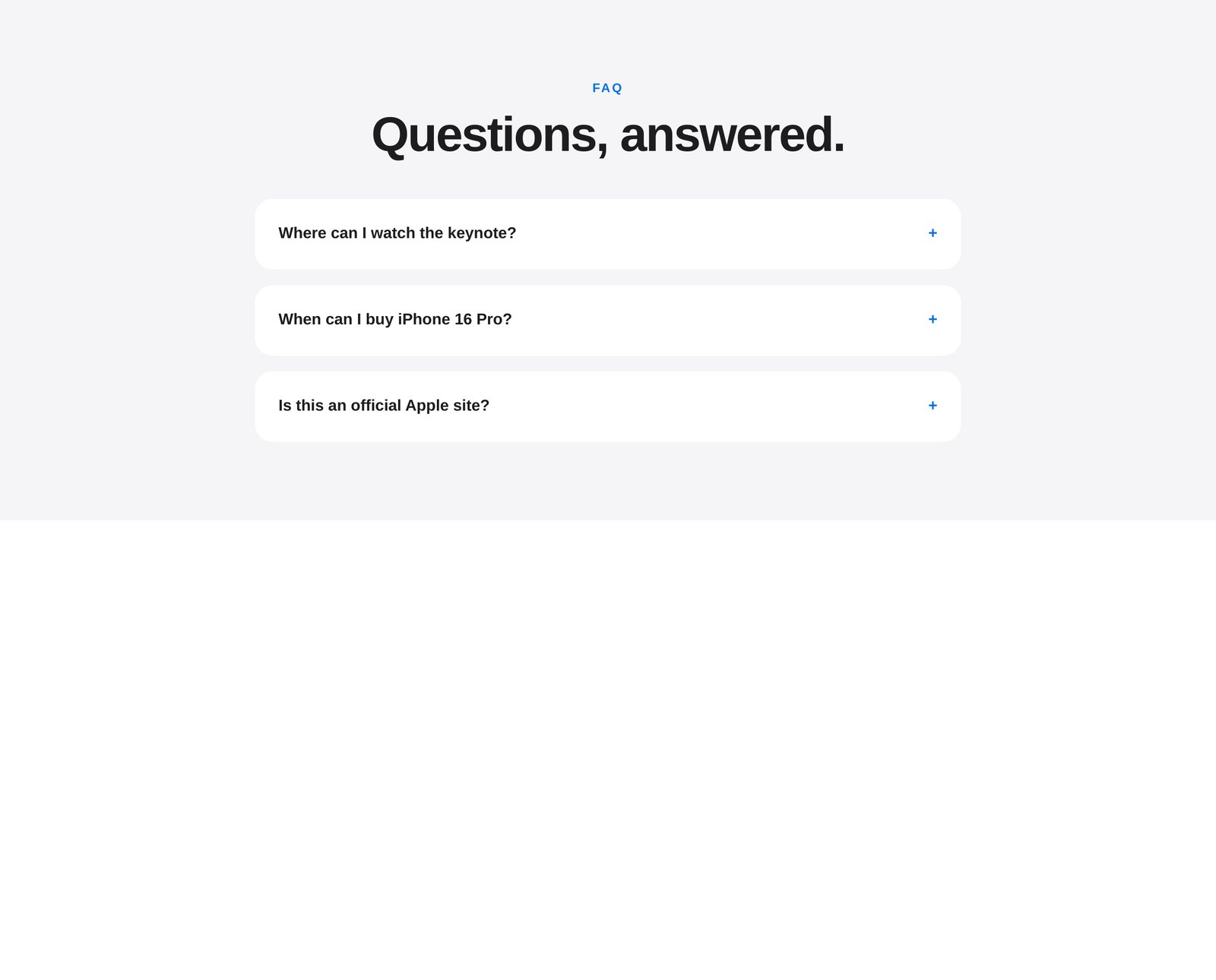 Event FAQ component