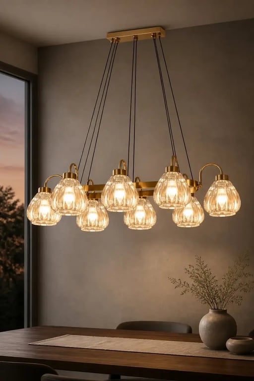 Modern Gold Linear Glass Chandelier