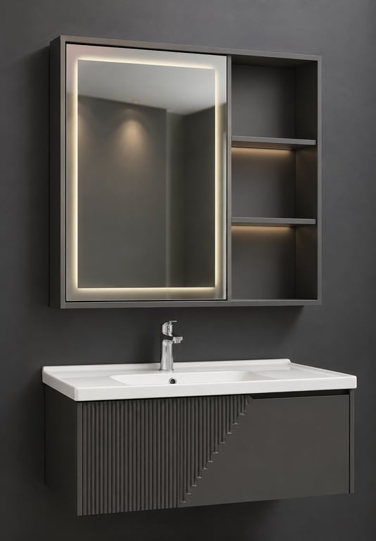 LED Wall-Mounted Mirror Cabinet with Vanity