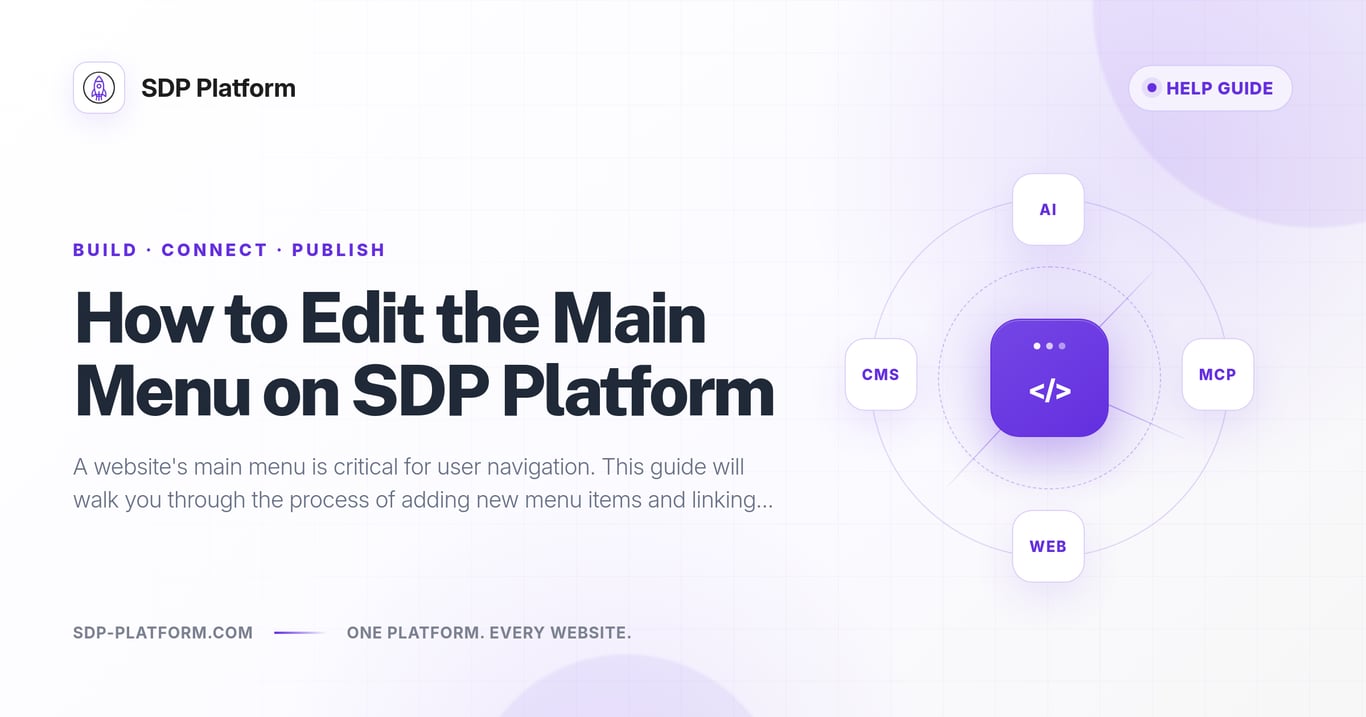 How to Edit the Main Menu on SDP Platform