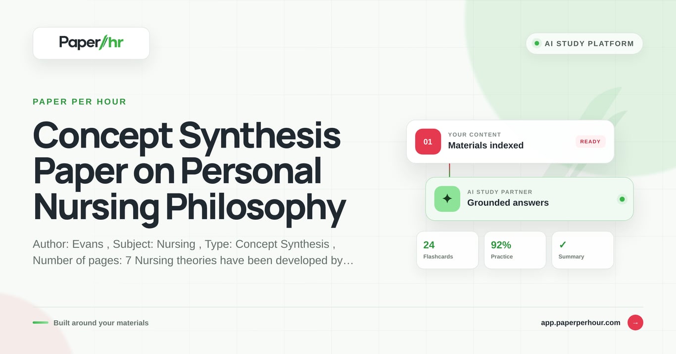 Concept Synthesis Paper on Personal Nursing Philosophy