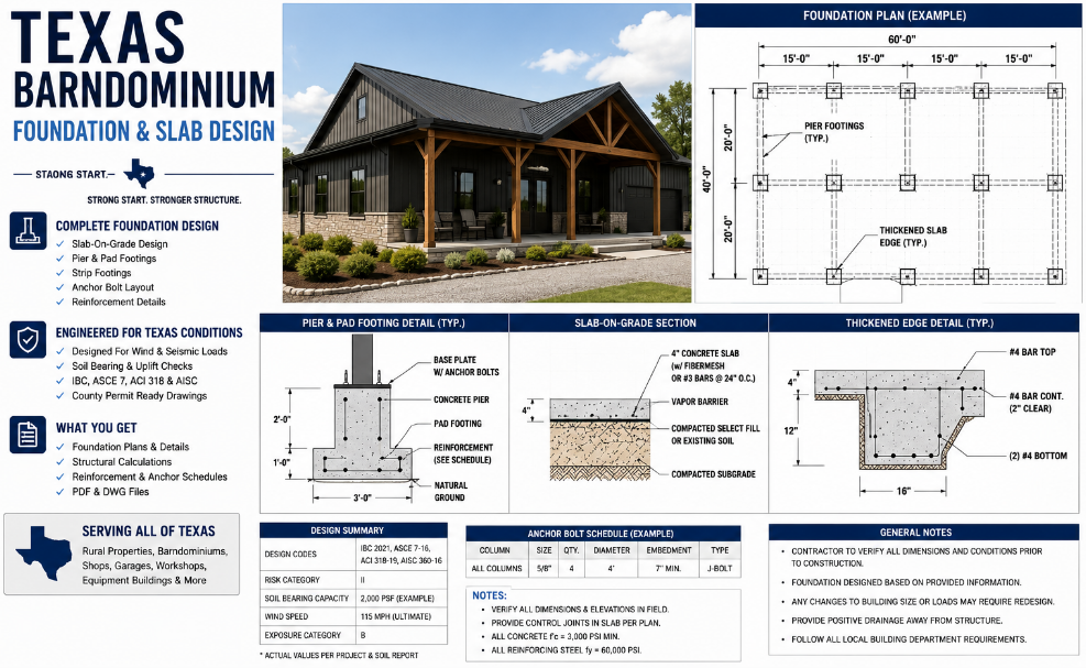 Texas Barndominium Foundation And Slab Design